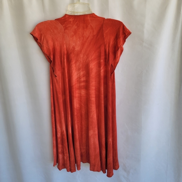 Red summer cover-up, mini dress, wear with leggings, boho. Sz M - Picture 2 of 9